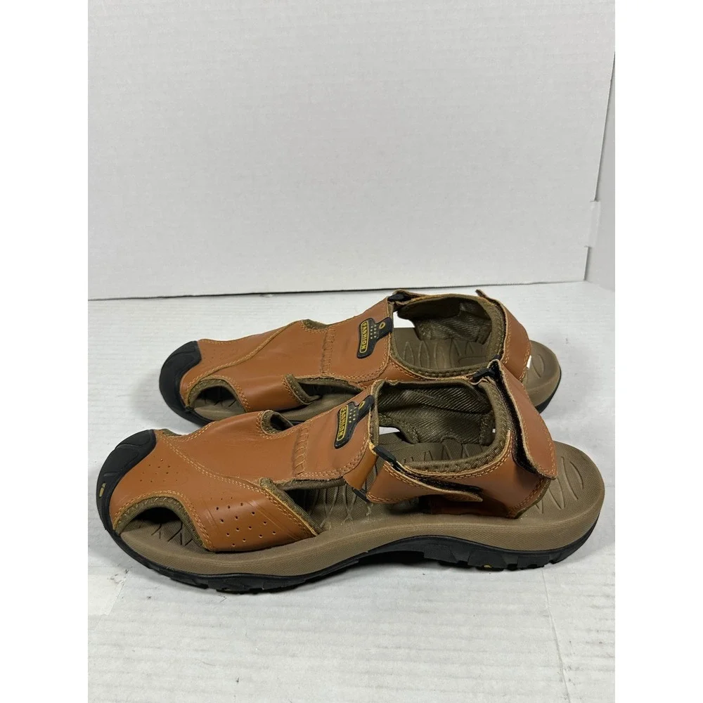Fashion Mens Tan Brown Closed Toe Sport Hiking Sandals Size 47 Adjustable‎ Strap